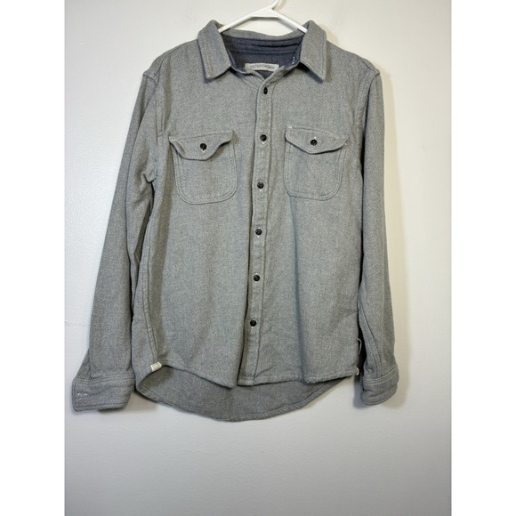 Outerknown Button Up Blanket Shirt Men'sSz M Gray Organic Cotton Outdoors Casual